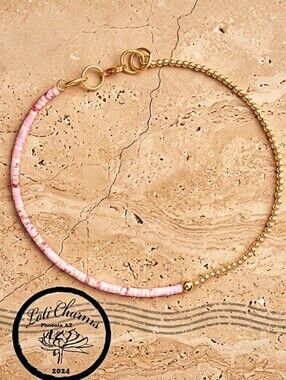 Natural Pink Sea Sediment Imperial Jasper In Assymetrical  Choker/Necklace